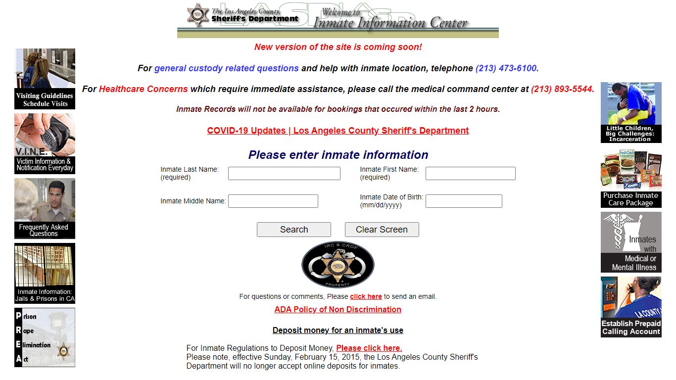 LASD Inmate Information Center - Los Angeles County ...